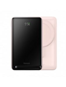Baseus Magnetic Bracket powerbank med trådlös laddning MagSafe 10000mAh 20W rosa (PPCX000004) + USB Typ C-kabel Baseus Xiaobai S