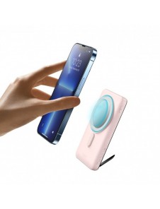 Baseus Magnetic Bracket powerbank med trådlös laddning MagSafe 10000mAh 20W rosa (PPCX000004) + USB Typ C-kabel Baseus Xiaobai S