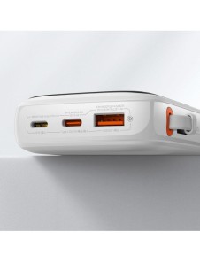 Baseus Qpow Digital Display Power Bank med snabbladdning 10000mAh 20W QC/PD/SCP/FCP med inbyggd Lightning-kabel Vit