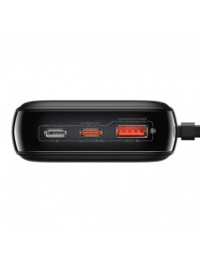 Baseus Qpow Digital Display powerbank med snabbladdning 20000mAh 20W QC/PD/SCP/FCP med inbyggd Lightning-kabel svart