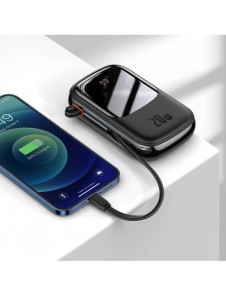 Baseus Qpow Digital Display powerbank med snabbladdning 20000mAh 20W QC/PD/SCP/FCP med inbyggd Lightning-kabel svart
