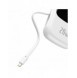 Baseus Qpow Digital Display Power Bank med snabbladdning 20000mAh 20W QC/PD/SCP/FCP med inbyggd Lightning-kabel Vit
