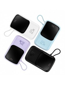 Baseus Qpow Digital Display powerbank med snabbladdning 10000mAh 22,5W QC/PD/SCP/FCP med inbyggd USB-C-kabel svart