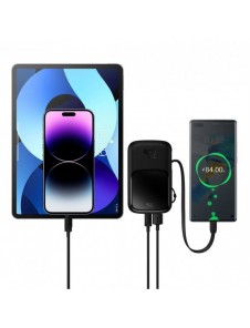 Baseus Qpow Digital Display powerbank med snabbladdning 10000mAh 22,5W QC/PD/SCP/FCP med inbyggd USB-C-kabel svart