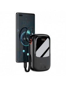 Baseus Qpow Digital Display powerbank med snabbladdning 20000mAh 22,5W QC/PD/SCP/FCP med inbyggd USB-C-kabel svart