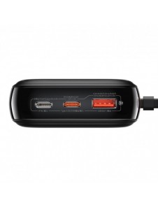 Baseus Qpow Digital Display powerbank med snabbladdning 20000mAh 22,5W QC/PD/SCP/FCP med inbyggd USB-C-kabel svart
