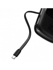 Baseus Qpow Digital Display powerbank med snabbladdning 20000mAh 22,5W QC/PD/SCP/FCP med inbyggd USB-C-kabel svart
