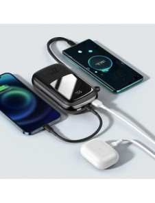 Baseus Qpow Digital Display powerbank med snabbladdning 20000mAh 22,5W QC/PD/SCP/FCP med inbyggd USB-C-kabel svart