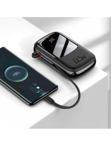 Baseus Qpow Digital Display powerbank med snabbladdning 20000mAh 22,5W QC/PD/SCP/FCP med inbyggd USB-C-kabel svart