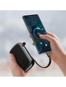 Baseus Qpow Digital Display powerbank med snabbladdning 20000mAh 22,5W QC/PD/SCP/FCP med inbyggd USB-C-kabel svart