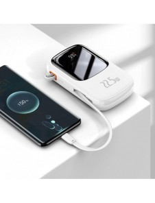 Baseus Qpow Digital Display powerbank med snabbladdning 20000mAh 22,5W QC/PD/SCP/FCP med inbyggd USB-C-kabel vit