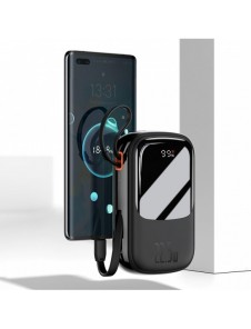 Baseus Qpow Digital Display powerbank med snabbladdning 20000mAh 22,5W QC/PD/SCP/FCP med inbyggd USB-C-kabel vit