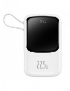 Baseus Qpow powerbank 10000mAh inbyggd USB Type-C-kabel 22,5W Snabbladdning SCP AFC FCP vit (PPQD020102)