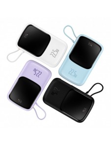 Baseus Qpow powerbank 10000mAh inbyggd USB Type-C-kabel 22,5W Snabbladdning SCP AFC FCP vit (PPQD020102)