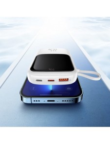 Baseus Qpow powerbank 10000mAh inbyggd USB Type-C-kabel 22,5W Snabbladdning SCP AFC FCP vit (PPQD020102)