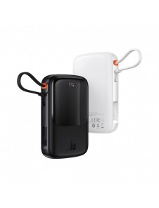 Baseus Qpow powerbank 10000mAh inbyggd USB Type-C-kabel 22,5W Snabbladdning SCP AFC FCP vit (PPQD020102)
