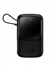 Baseus Qpow powerbank 10000mAh inbyggd Lightning-kabel 20W Snabbladdning SCP AFC FCP svart (PPQD020001)