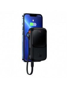 Baseus Qpow powerbank 10000mAh inbyggd Lightning-kabel 20W Snabbladdning SCP AFC FCP svart (PPQD020001)