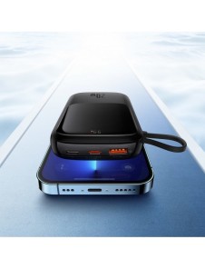 Baseus Qpow powerbank 10000mAh inbyggd Lightning-kabel 20W Snabbladdning SCP AFC FCP svart (PPQD020001)