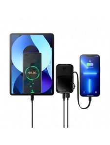 Baseus Qpow powerbank 10000mAh inbyggd Lightning-kabel 20W Snabbladdning SCP AFC FCP svart (PPQD020001)