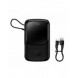 Baseus Qpow powerbank 10000mAh inbyggd Lightning-kabel 20W Snabbladdning SCP AFC FCP svart (PPQD020001)