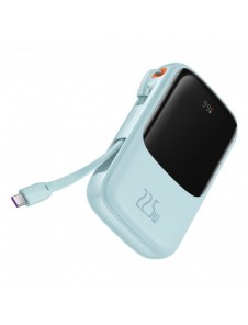 Baseus Qpow powerbank 10000mAh inbyggd USB Type-C-kabel 22,5W Snabbladdning SCP AFC FCP blå (PPQD020103)