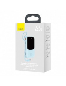 Baseus Qpow powerbank 10000mAh inbyggd USB Type-C-kabel 22,5W Snabbladdning SCP AFC FCP blå (PPQD020103)