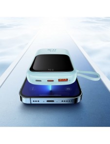 Baseus Qpow powerbank 10000mAh inbyggd USB Type-C-kabel 22,5W Snabbladdning SCP AFC FCP blå (PPQD020103)