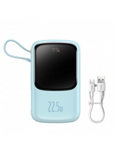Baseus Qpow powerbank 10000mAh inbyggd USB Type-C-kabel 22,5W Snabbladdning SCP AFC FCP blå (PPQD020103)