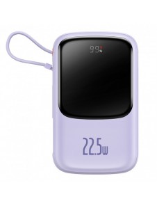 Baseus Qpow powerbank 10000mAh inbyggd USB Type-C-kabel 22,5W Snabbladdning SCP AFC FCP lila (PPQD020105)