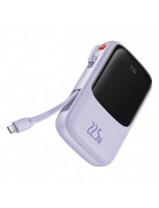 Baseus Qpow powerbank 10000mAh inbyggd USB Type-C-kabel 22,5W Snabbladdning SCP AFC FCP lila (PPQD020105)