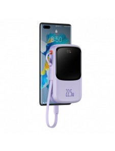 Baseus Qpow powerbank 10000mAh inbyggd USB Type-C-kabel 22,5W Snabbladdning SCP AFC FCP lila (PPQD020105)