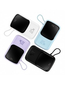 Baseus Qpow powerbank 10000mAh inbyggd USB Type-C-kabel 22,5W Snabbladdning SCP AFC FCP lila (PPQD020105)