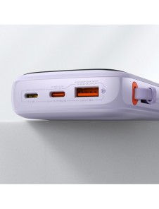 Baseus Qpow powerbank 10000mAh inbyggd USB Type-C-kabel 22,5W Snabbladdning SCP AFC FCP lila (PPQD020105)