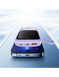 Baseus Qpow powerbank 10000mAh inbyggd USB Type-C-kabel 22,5W Snabbladdning SCP AFC FCP lila (PPQD020105)