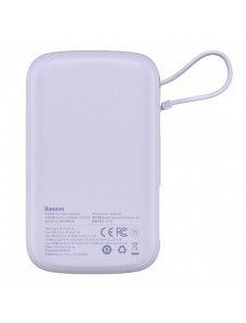 Baseus Qpow powerbank 10000mAh inbyggd USB Type-C-kabel 22,5W Snabbladdning SCP AFC FCP lila (PPQD020105)