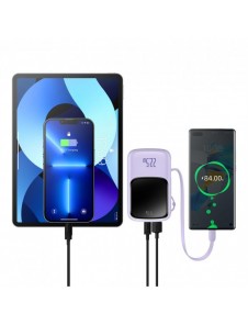 Baseus Qpow powerbank 10000mAh inbyggd USB Type-C-kabel 22,5W Snabbladdning SCP AFC FCP lila (PPQD020105)