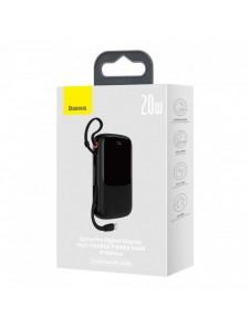 Powerbank 10000mAh 20W Baseus Qpow Pro Overseas Edition + USB C 3A-kabel - svart