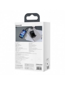 Powerbank 10000mAh 20W Baseus Qpow Pro Overseas Edition + USB C 3A-kabel - svart