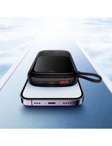 Powerbank 10000mAh 20W Baseus Qpow Pro Overseas Edition + USB C 3A-kabel - svart