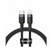 Baseus Cafule Kabel slitstark nylonkabel USB Typ C PD / Lightning 18W QC3.0 1m svart-grå (CATLKLF-G1)