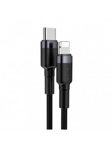 Baseus Cafule Kabel slitstark nylonkabel USB Typ C PD / Lightning 18W QC3.0 1m svart-grå (CATLKLF-G1)