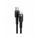 Baseus Cafule Kabel slitstark nylonkabel USB Typ C PD / Lightning 18W QC3.0 1m svart-grå (CATLKLF-G1)