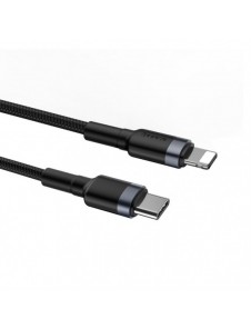 Baseus Cafule Kabel slitstark nylonkabel USB Typ C PD / Lightning 18W QC3.0 1m svart-grå (CATLKLF-G1)