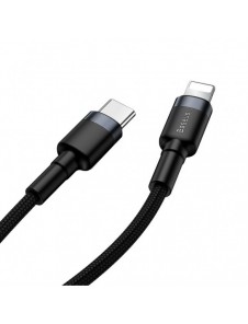 Baseus Cafule Kabel slitstark nylonkabel USB Typ C PD / Lightning 18W QC3.0 1m svart-grå (CATLKLF-G1)