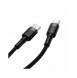 Baseus Cafule Kabel slitstark nylonkabel USB Typ C PD / Lightning 18W QC3.0 1m svart-grå (CATLKLF-G1)
