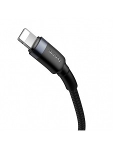 Baseus Cafule Kabel slitstark nylonkabel USB Typ C PD / Lightning 18W QC3.0 1m svart-grå (CATLKLF-G1)