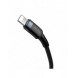 Baseus Cafule Kabel slitstark nylonkabel USB Typ C PD / Lightning 18W QC3.0 1m svart-grå (CATLKLF-G1)