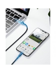 Baseus Cafule Kabel slitstark nylonkabel USB Typ C PD / Lightning 18W QC3.0 1m svart-grå (CATLKLF-G1)