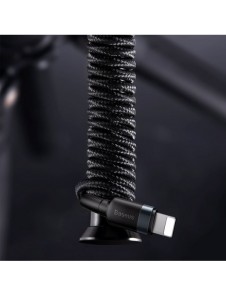 Baseus Cafule Kabel slitstark nylonkabel USB Typ C PD / Lightning 18W QC3.0 1m svart-grå (CATLKLF-G1)